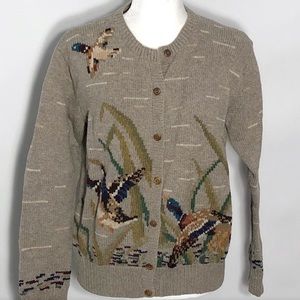 LRL Embroidered Cardigan Sweater